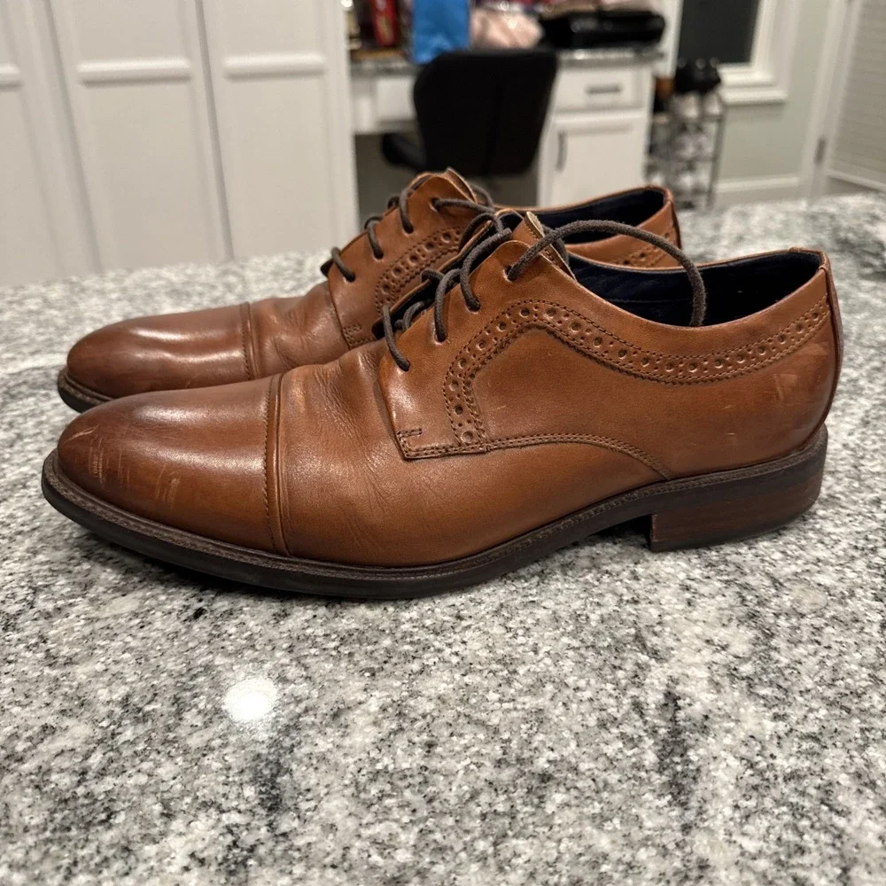 Cole Haan C28882 Brown Leather Cap Toe Dress Shoes‎ Mens Size 10 M #007